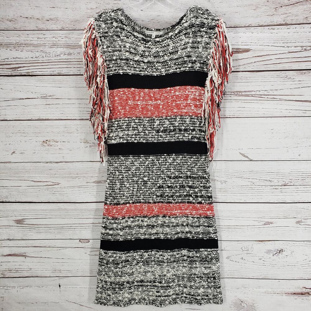 Endless Rose Women's  Knit Fringe Striped Sweater Dress Size Large